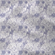 Tissu Double gaze Coton Zomea fleurs bleu sur fond Blanc - Au mètre