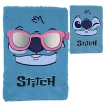 Carnet de Notes Fourrure Bleue Stitch Disney avec Lunettes Magnétiques
