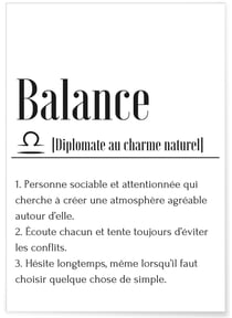 Affiche Définition Balance | A3 : 29,7x42cm