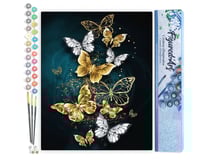Peinture par Numéro Figured'Art - Papillons féériques - Kit de Loisir Créatif DIY Numéro d'Art Complet - 40x50cm sans châssis en bois