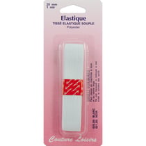 Tresse élastique plate Blanc - 20 mm x 1 m