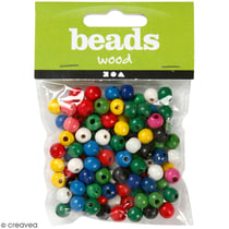 Mélange Perles Bois - Multicolore - 80 pcs environ