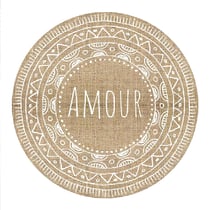 Set de table rond amour en toile de jute 38 cm