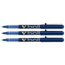 Lot de 3 Stylos roller V Ball VB5 Pilot - Encre liquide pointe métal fine - Bleu