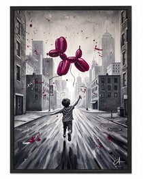 Affiche encadrée déco art contemporain — Le Rêve d'un Enfant — Art mural — Calbarracin — cadre bois — 70 x 50 cm