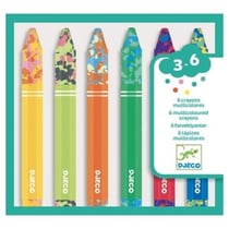6 crayons multicouleurs pour les petits - Djeco - Aqua