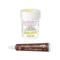 Stylo chocolat + Colorant alimentaire en poudre jaune pastel
