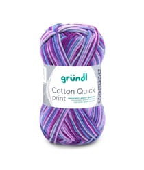 Lot de 10 pelotes COTTON QUICK PRINT de Gründl – 500 g de coton à motifs multicolores certifié Oeko-Tex 171 Violet