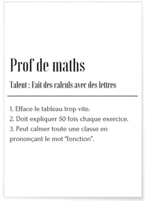 Affiche Définition Professeur de Maths | A3 : 29,7x42cm
