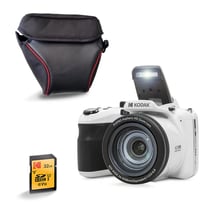 KODAK Pixpro AZ425 Appareil Photo Bridge 20 MP avec Zoom Optique 42x + Étui de Protection + Carte SD 32 Go – Vidéo Full HD 1080p, Grand Angle 24 mm, Stabilisateur, Écran LCD 3" – Blanc