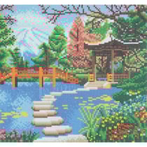 Kit tableau broderie diamant 30x30cm Jardin japonais