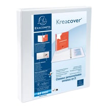 Classeur personnalisable rigide 2 poches KreaCover 2 anneaux en D 16mm - A4 maxi. - Blanc - x 10 - Exacompta