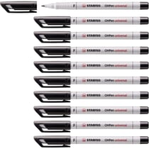 Lot de 10 feutres pour transparent OHPen - STABILO - Pointe fine - Encre soluble - Noir