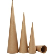 Lot de cônes en papier mâché à décorer - 30 à 50 cm - 3 pcs