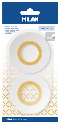 Blister 2 rubans adhésifs double face 15 mm x 10 m