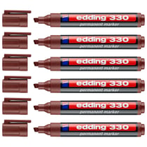 Lot de 6 Marqueurs permanents 1-5 mm - EDDING - Marron - Pointe biseautée