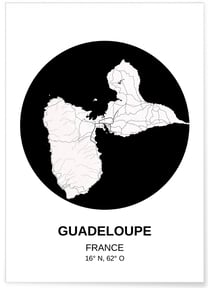 Affiche Carte Guadeloupe | A3 : 29,7x42cm