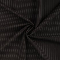Tissu Gabardine Rayé sur fond Noir - Au mètre