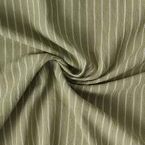 Tissu Polycoton Hugo rayures Blanches 5 mm sur fond Vert olive - Au mètre