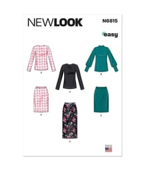 Patron New Look 6815 - Hauts en maille et jupe taille n°FR 38-50