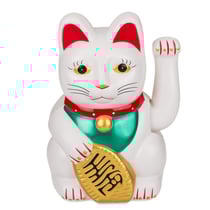 Chat Maneki Neko - Porte-bonheur - blanc - 20 cm
