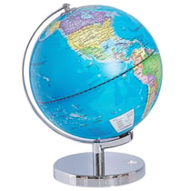 Globe Terrestre Lumineux LED Bleu 30 cm de Hauteur à Piles Accessoire Déco pour Salon Bureau ou Bibliothèque au Style Moderne Beliani