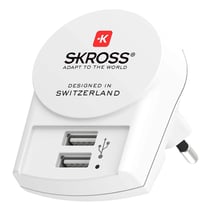 Skross Adaptateur Secteur Europe vers USB-A 2 Ports 2.4A Blanc