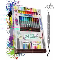 Feutres - Double pointe - Calligraphie - 24 couleurs - Boîte en bambou - ONLINE - Calli.Brush
