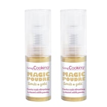 2 sprays de poudre alimentaire irisée dorée