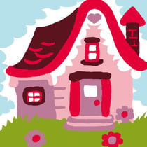 LUC - Kit canevas Soudan Maison mauve 25x25cm