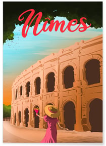 Affiche ville Nîmes | A3 : 29,7x42cm