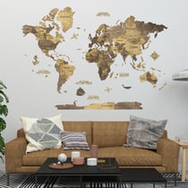 Carte du Monde en Bois 3D CREATIFWOOD Chocolate, L (150 x 105 cm) - Décoration Murale