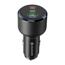 Swissten Chargeur Voiture 2x USB-C Power Delivery 95W et USB 3.0 30W Quick Charge Noir