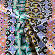 Tissu Satin de Coton digital Tapis d'Orient sur fond Noir