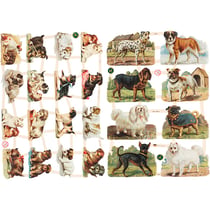 Découpes vintage, chiens, feuille 16,5x23,5 cm, 2 flles/ 1 Pq.