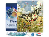Diamond Painting Broderie Diamant Figured’Art 40x50cm toile tendue sur châssis en bois - diamants carrés - Papillon Proserpine et Fleurs des Champs