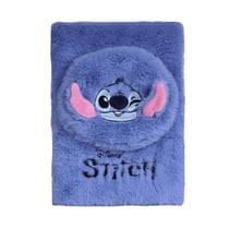 Carnet de Notes Stitch Disney Fourrure Bleue et Poche Avant Zippée
