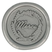 5 Sceaux de cire à coller argentés Merci 30 mm