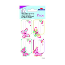 16 étiquettes adhésives scolaires - Rectangle - Illustrations de papillons