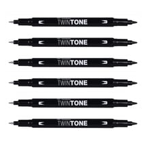 Lot de 6 feutres double pointe 0,8 mm et 0,3 mm - TOMBOW - Noir
