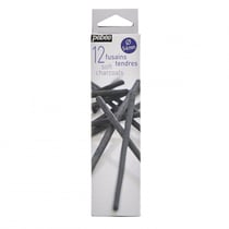 Fusains - Tendres - 5 à 6 mm diamètre - Noir profond - Boîte de 12 pièces - Pébéo