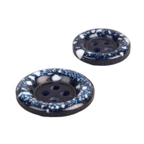 Bouton rond plastique recyclé 4 trous bleu marine