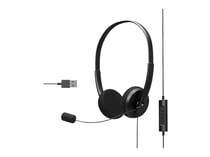 PORT Connect Casque stéréo USB de bureau avec microphone USB-A & USB-C avec télécommande noir