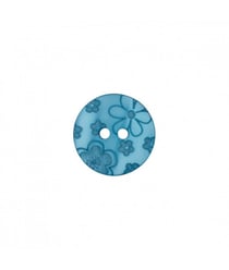 Bouton rond Fleurs 12 à 18mm 2 trous - Prym Bleu Turquoise