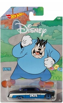 Vehicule disney : pat hibulaire fish d and chip d voiture noire - hot wheels - voiture miniature 1:64 collection mickey 90eme - mattel - gbb45