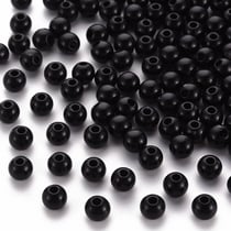 Lot de 200 Perles Opaque Acrylique Noir Diamètre 6 mm - Creation Bijoux