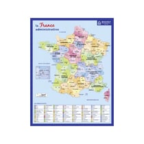 Fiche Mémo Souple Géographie France Administrative Et Physique 26,5 X 20,5 Cm