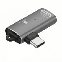 LinQ Lecteur Carte Micro SD / TF vers USB-C Coudé avec Port USB-A Gris