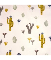 Tissu coton Cactus de 150 cm de largeur Blanc vendu par 50 cm