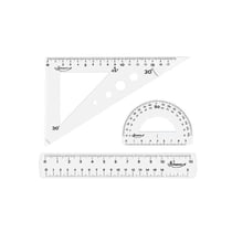 Set de traçage - Double décimètre - Règle 20 cm - Rapporteur - Equerre - Incassable